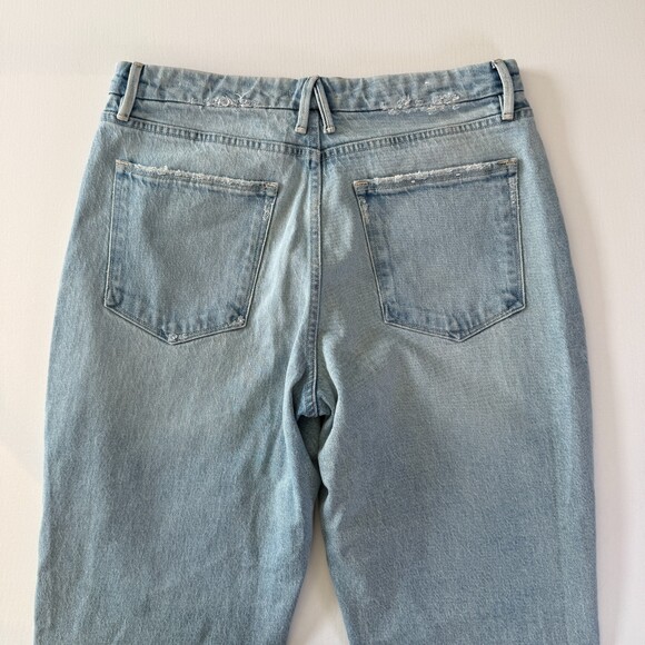 Good American Mom Jeans Women's Sz 10 / 30 High Waist Distressed Light Wash Blue - Picture 11 of 16